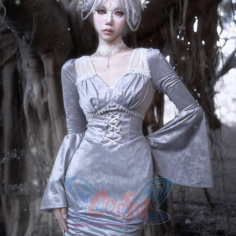 Winter Gothic Vintage Long Sleeve Slim Fishtail Dress