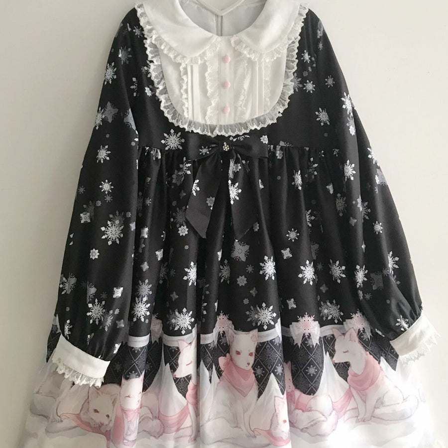 Snow Fox Lolita Long Sleeve Dress