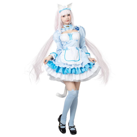 Nekopara Vanilla Cosplay Costume Blue Maid Outfit C00659 S Costumes