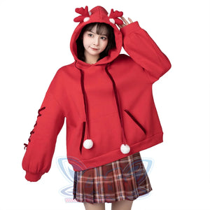 Ready To Ship Cosfun Original Snowball Elk Red Christmas Hoodie C00164 Sweatshirt