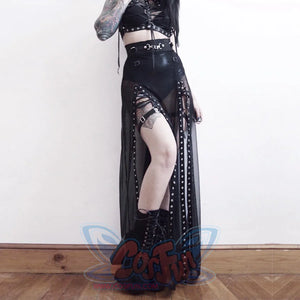 Summer High Waist Big Hemline Gauze Long Skirt