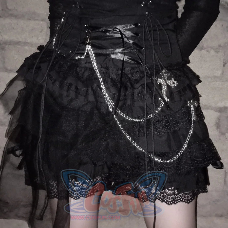 Gothic Chain Multilayer Lace Short Pantskirt