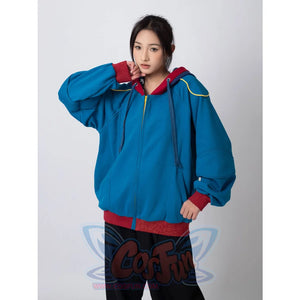 Cosfun Original America Modern Color-Block Blue Cosplay Hoodie Jacket A00004 Sweatshirt