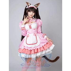 【Ready To Ship】Nekopara Chocola Cosplay Costume Pink Maid Outfit C00657 Costumes