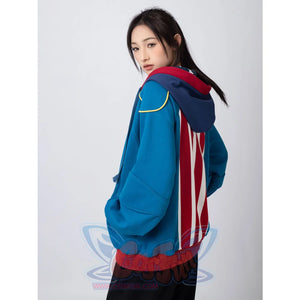 Cosfun Original America Modern Color-Block Blue Cosplay Hoodie Jacket A00004 Sweatshirt