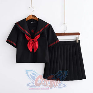 School Uniform Sakura Embroideried Novelty Sailor Suits Yankee J40138 Short Sleeve Top + Tie / S