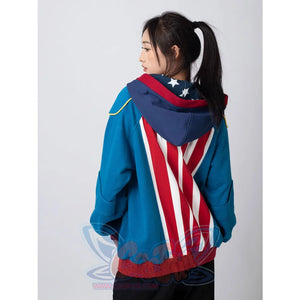 Cosfun Original America Modern Color-Block Blue Cosplay Hoodie Jacket A00004 Sweatshirt