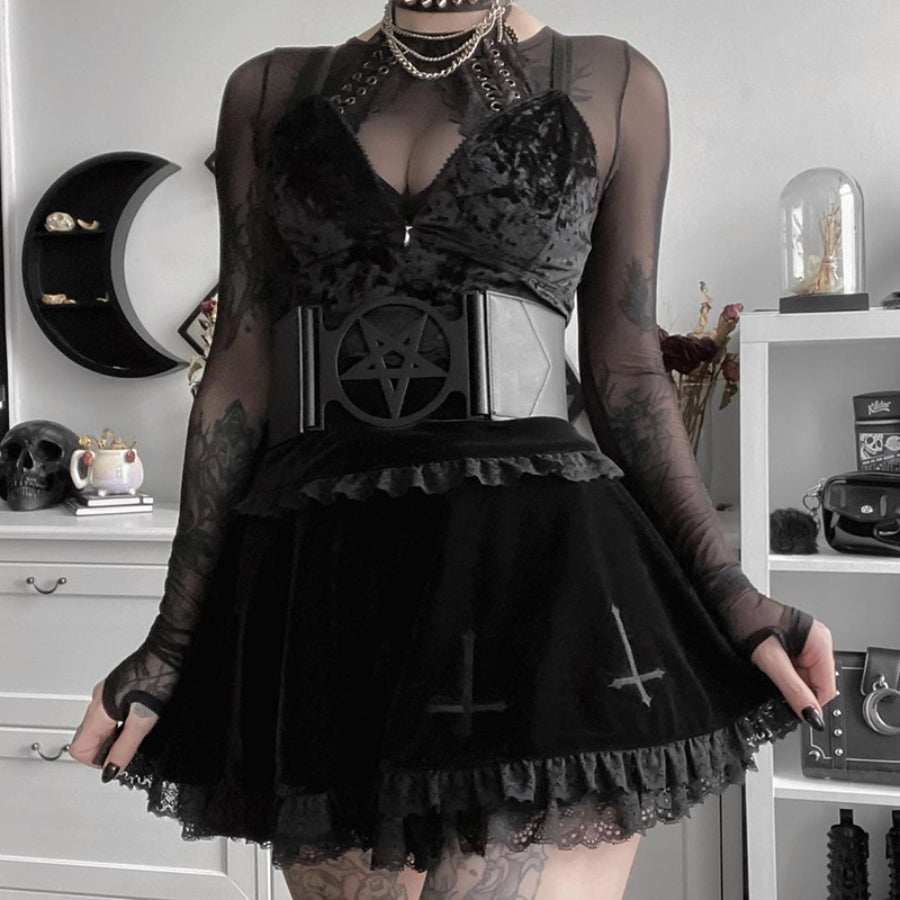 Punk Lace High Waist Slim Short Skirt