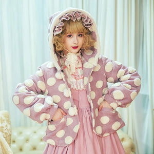 Autumn Winter Woolen Lolita Dot Coat S