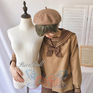 Spring And Autumn Japanese Style All-Match Sweet Girl Beret Cap Brown / M Hats&Caps