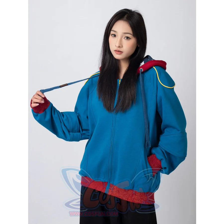 Cosfun Original America Modern Color-Block Blue Cosplay Hoodie Jacket A00004 Sweatshirt