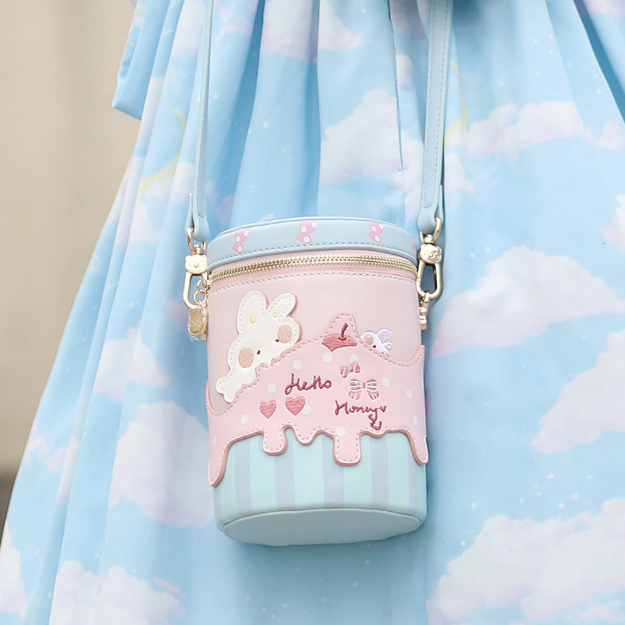 Sweet and Lovely Rabbit Embroidered Crossbody Bucket Bag