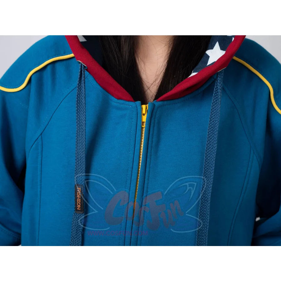 Cosfun Original America Modern Color-Block Blue Cosplay Hoodie Jacket A00004 Sweatshirt