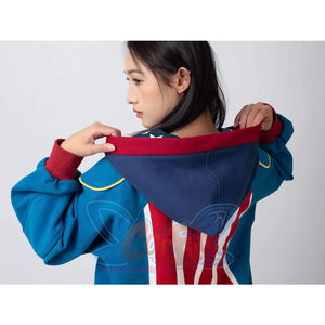 Cosfun Original America Modern Color-Block Blue Cosplay Hoodie Jacket A00004 Sweatshirt