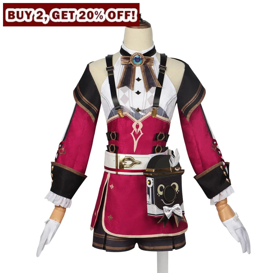 Genshin Impact Charlotte Cosplay Costume C08311E B Women / Xs Costumes