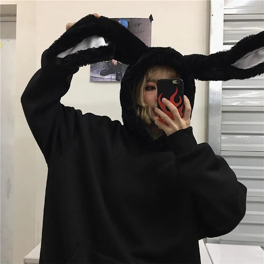 Rabbit Ears Oversize Brushed Hoodie Mp005871 S / China Warehouse Sweatshirt