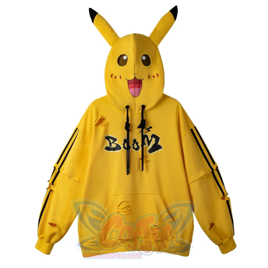 Cosfun Original Cute Electric Critter Yellow Grunge Cosplay Full Zip Hoodie A00006 S Sweatshirt