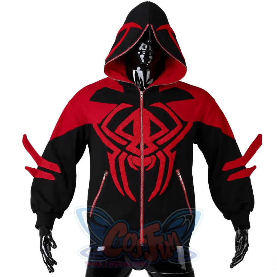 Cosfun Original Spider-Man Zip-Up Hoodie Sweatshirt If0006 Black And Red (Made To Order) / S