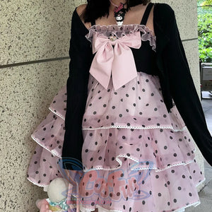 Sweet Lovely Pretty Girl Wavepoint Black And Pink JSK Light Lolita Dress Dress