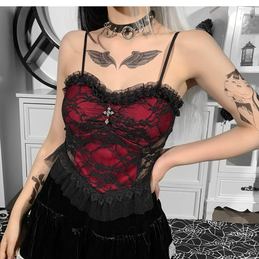 Cool and Sexy Hollow Out Lace Spaghetti Strap