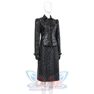 2021 Movie Cruella Estella De Vil Black Leather Outfits Cosplay Costume C00544 Costumes