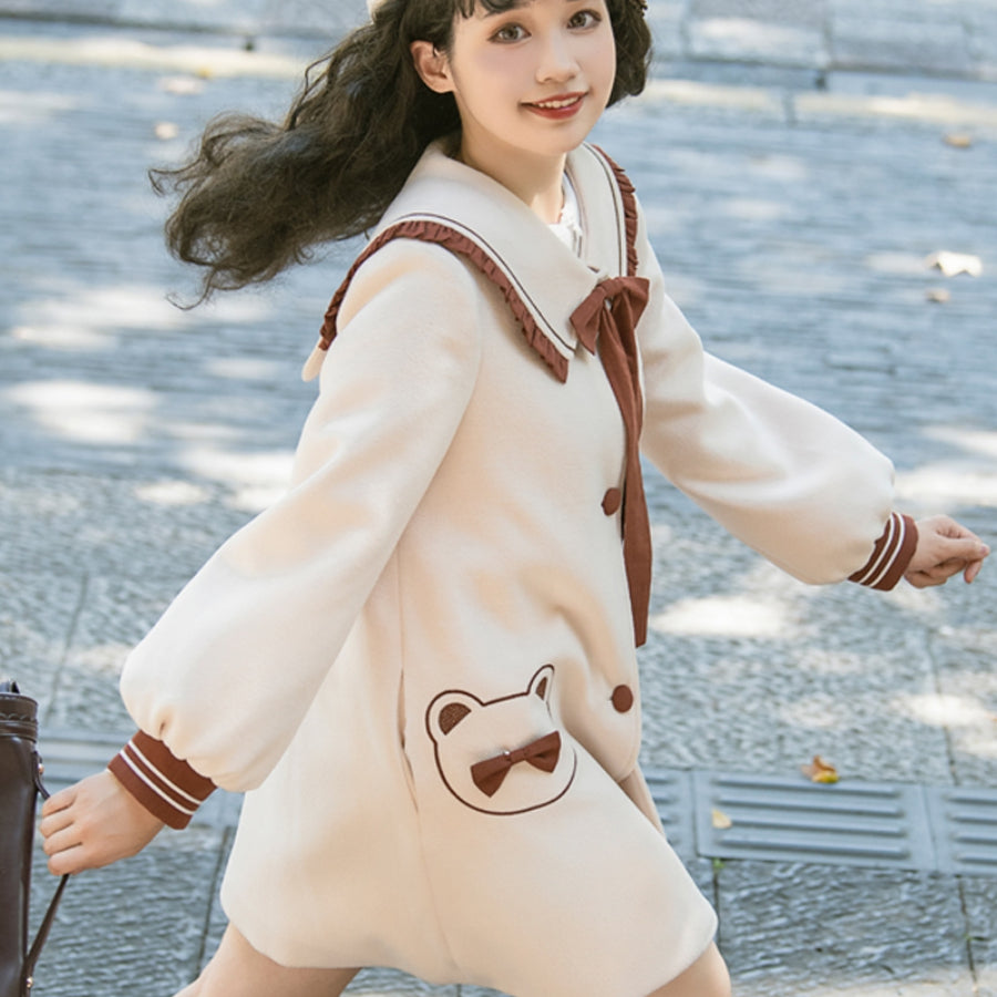 Japanese College Style Vintage Lolita Woolen Coat