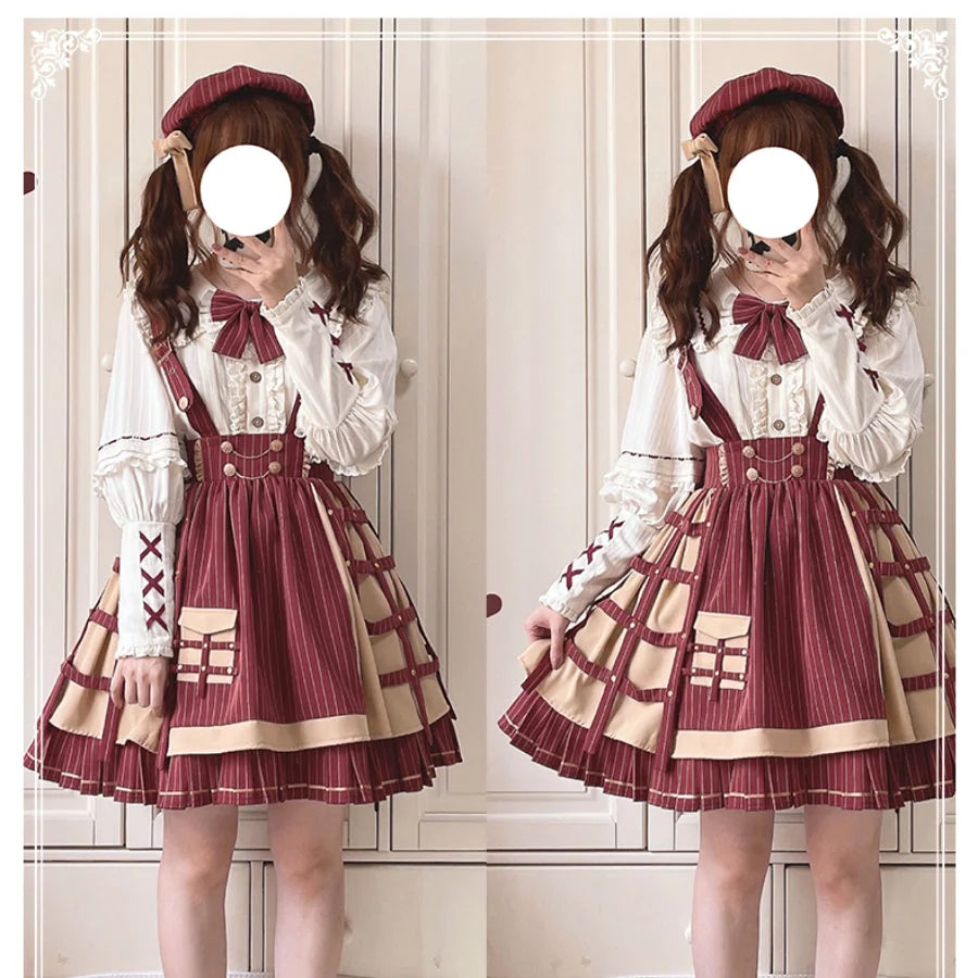 Vintage Detective Style Lolita Jumper Skirt Sets S22589