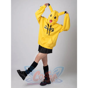 Cosfun Original Cute Electric Critter Yellow Grunge Cosplay Full Zip Hoodie A00006 Sweatshirt