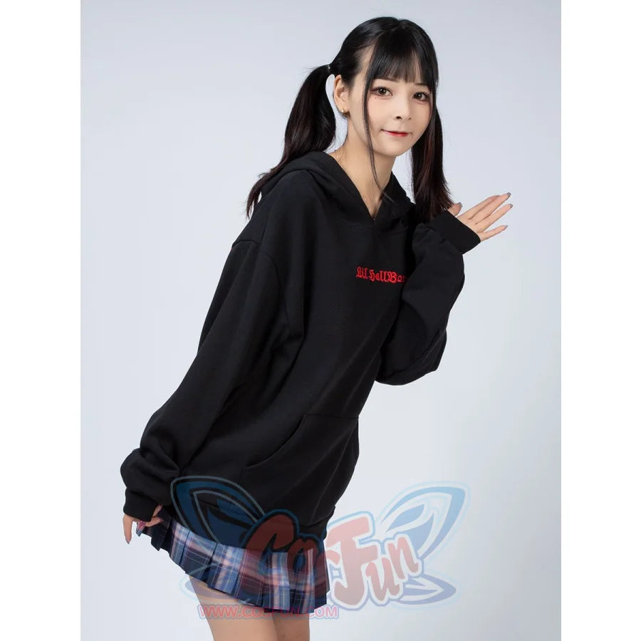 Little Devil Wings Character Oversize Hoodie Sweatshirt Mp005920