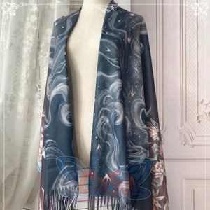 Autumn Winter Thicken Lolita Woolen Shawl Blue / One Size