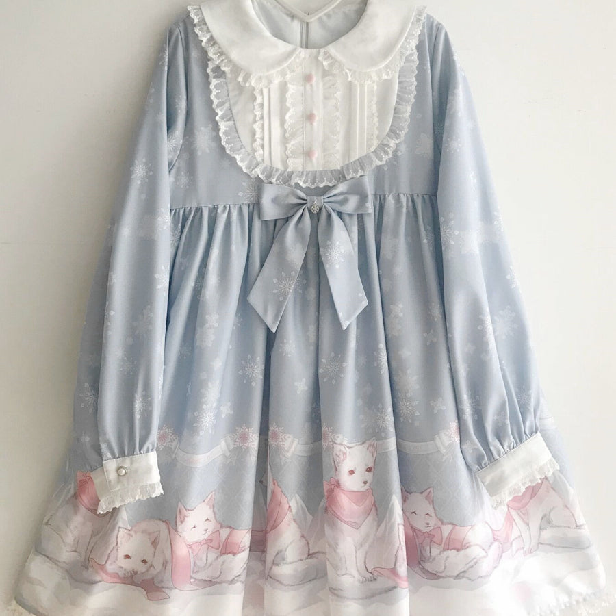 Snow Fox Lolita Long Sleeve Dress