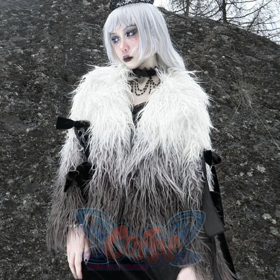 Winter Gothic Mongolian Fur Gradient Color Thickened Coat