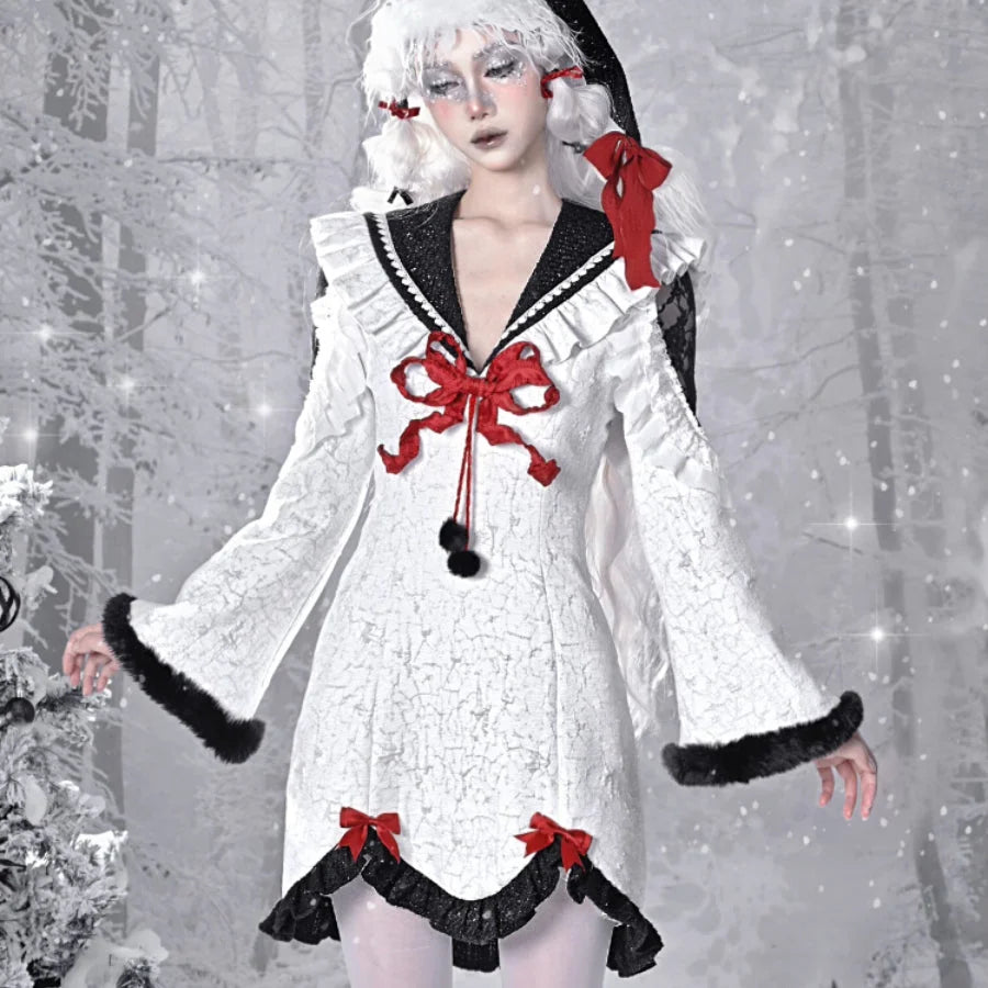 New Year Gothic Sailor Collar Long Sleeve Dress