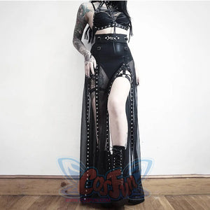 Summer High Waist Big Hemline Gauze Long Skirt