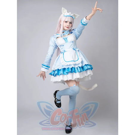 Nekopara Vanilla Cosplay Costume Blue Maid Outfit C00659 Costumes