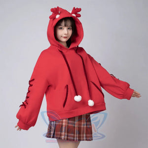 Ready To Ship Cosfun Original Snowball Elk Red Christmas Hoodie C00164 Sweatshirt