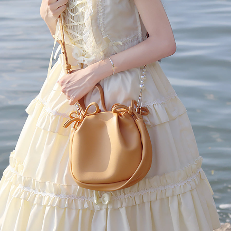 Lolita Pearl Pleated Cloud Crossbody Bag