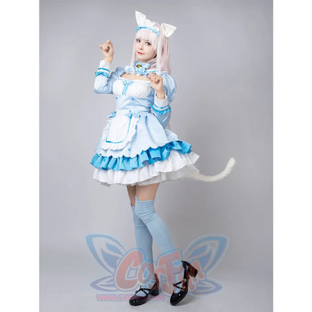 Nekopara Vanilla Cosplay Costume Blue Maid Outfit C00659 Costumes