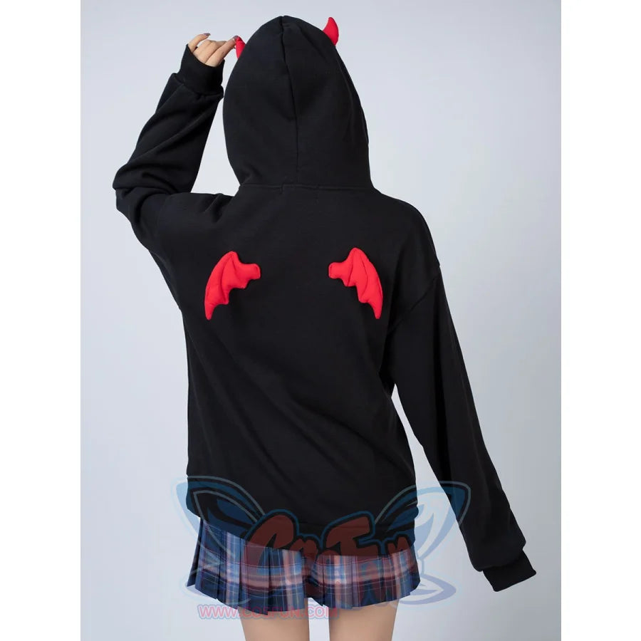 Little Devil Wings Character Oversize Hoodie Sweatshirt Mp005920