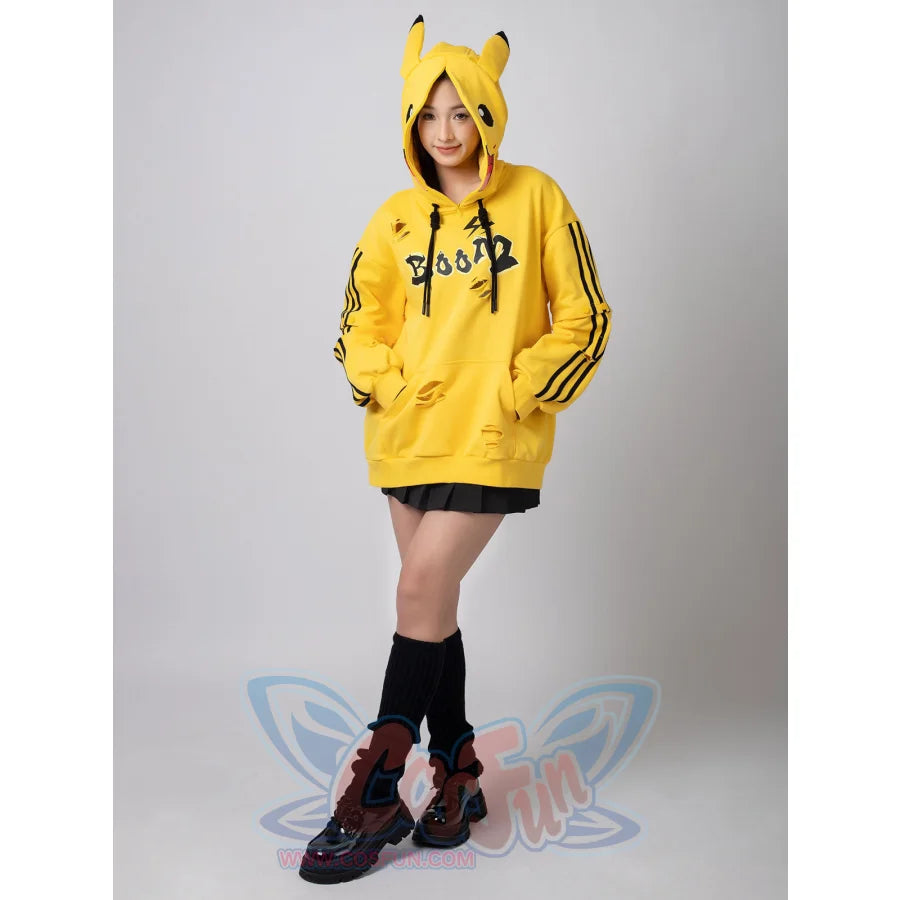 Cosfun Original Cute Electric Critter Yellow Grunge Cosplay Full Zip Hoodie A00006 Sweatshirt