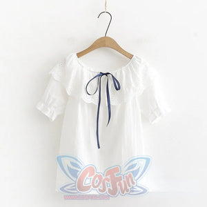 Mori Girl Sweet Lace Collar Shirt Short Sleeve