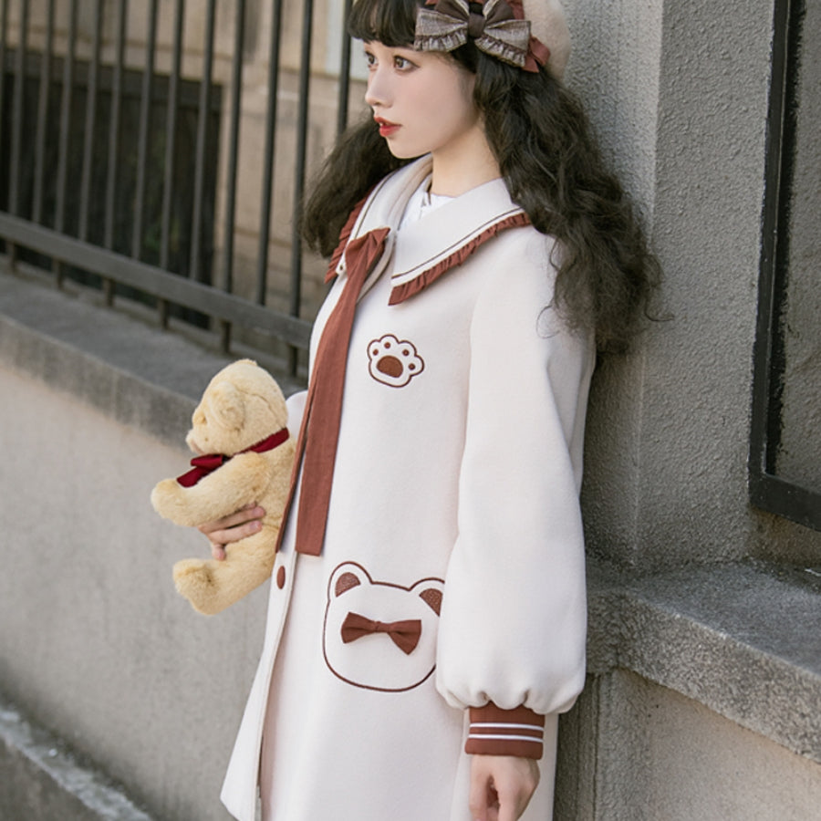 Japanese College Style Vintage Lolita Woolen Coat