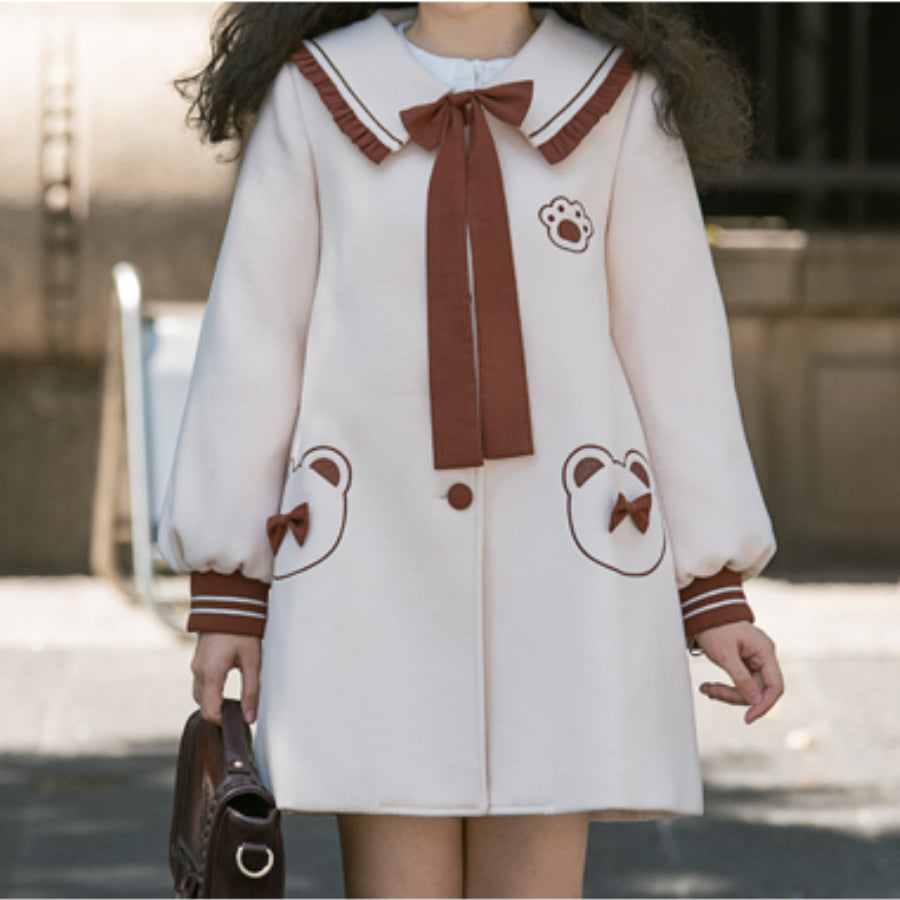 Japanese College Style Vintage Lolita Woolen Coat