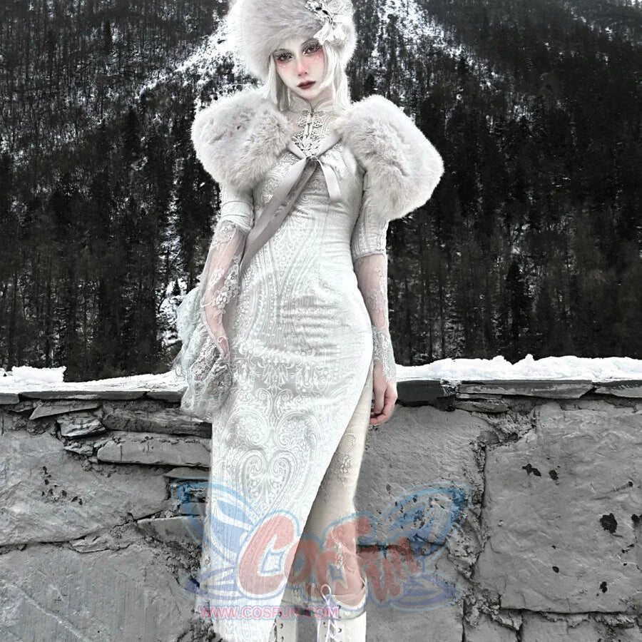 Winter Gothic Imitation Fox Fur Lace-Up Waistcoat