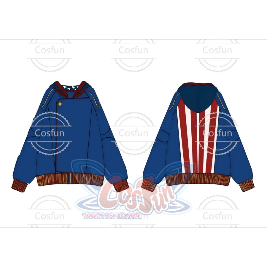 Cosfun Original America Modern Color-Block Blue Cosplay Hoodie A00004 Sweatshirt