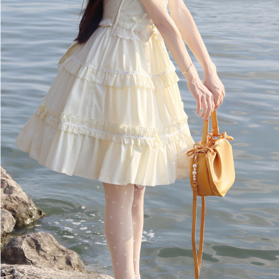 Lolita Pearl Pleated Cloud Crossbody Bag