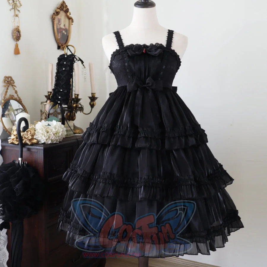 Lovely Lolita Three-Layered Cake Slip Dress S22827 Black / S