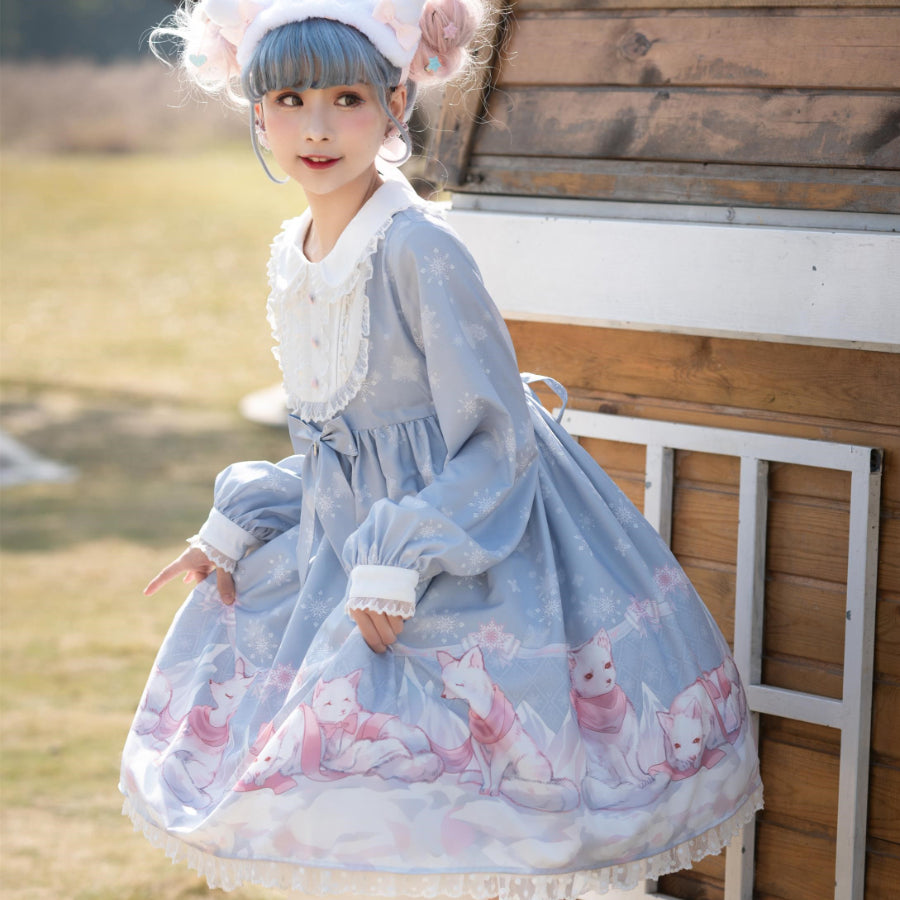 Snow Fox Lolita Long Sleeve Dress