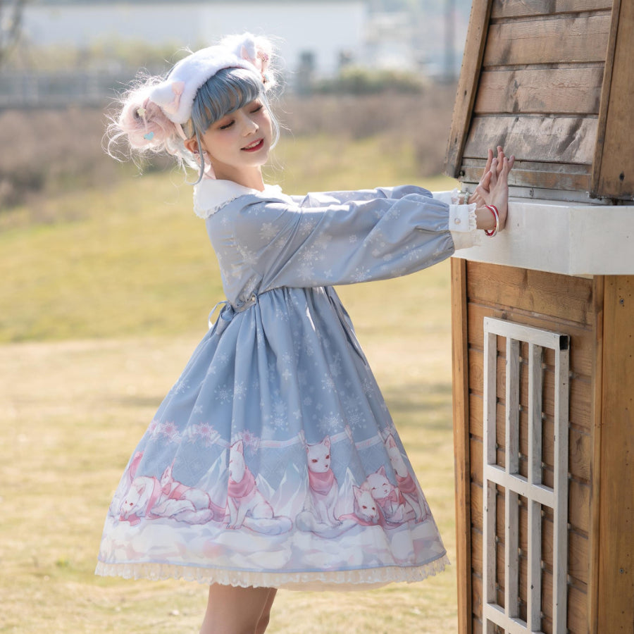 Snow Fox Lolita Long Sleeve Dress