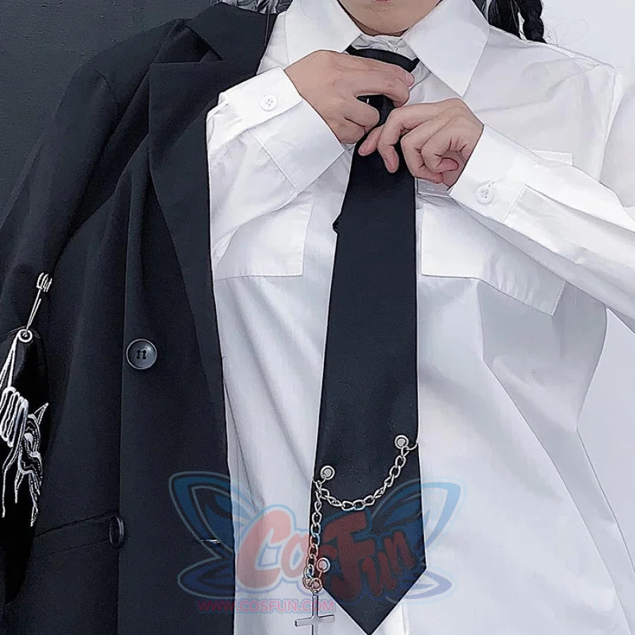 Black Cool Chain School Uniform Wild Fit Couple Tie S20054